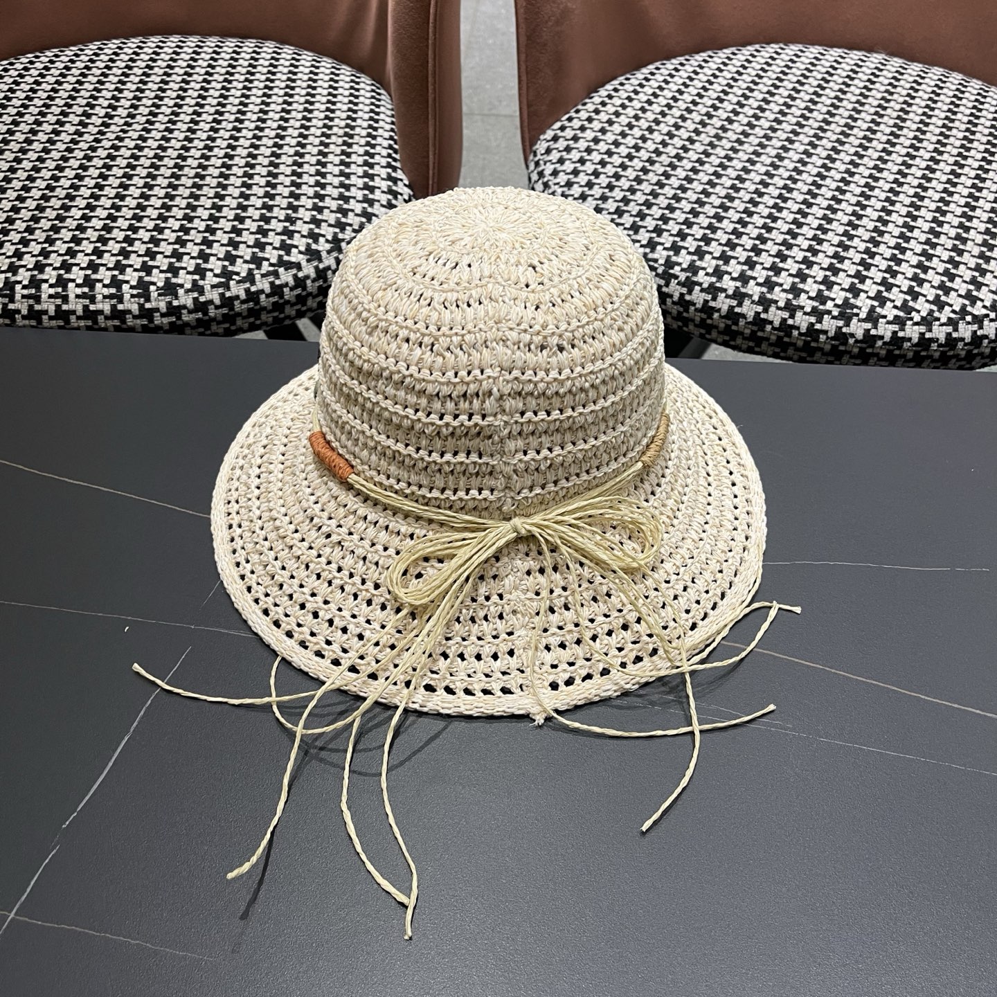 Dior迪奥 草编渔夫帽子女春夏季可折叠遮阳帽出游度假风显脸小防晒透气凉帽
