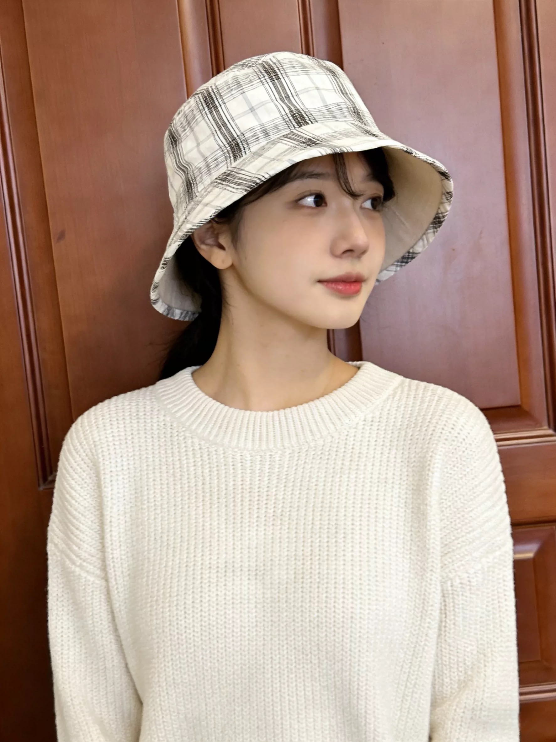 Celine 赛琳 复古格纹双面戴渔夫帽子女百搭显脸小遮阳渐变拼接盆帽2026新款