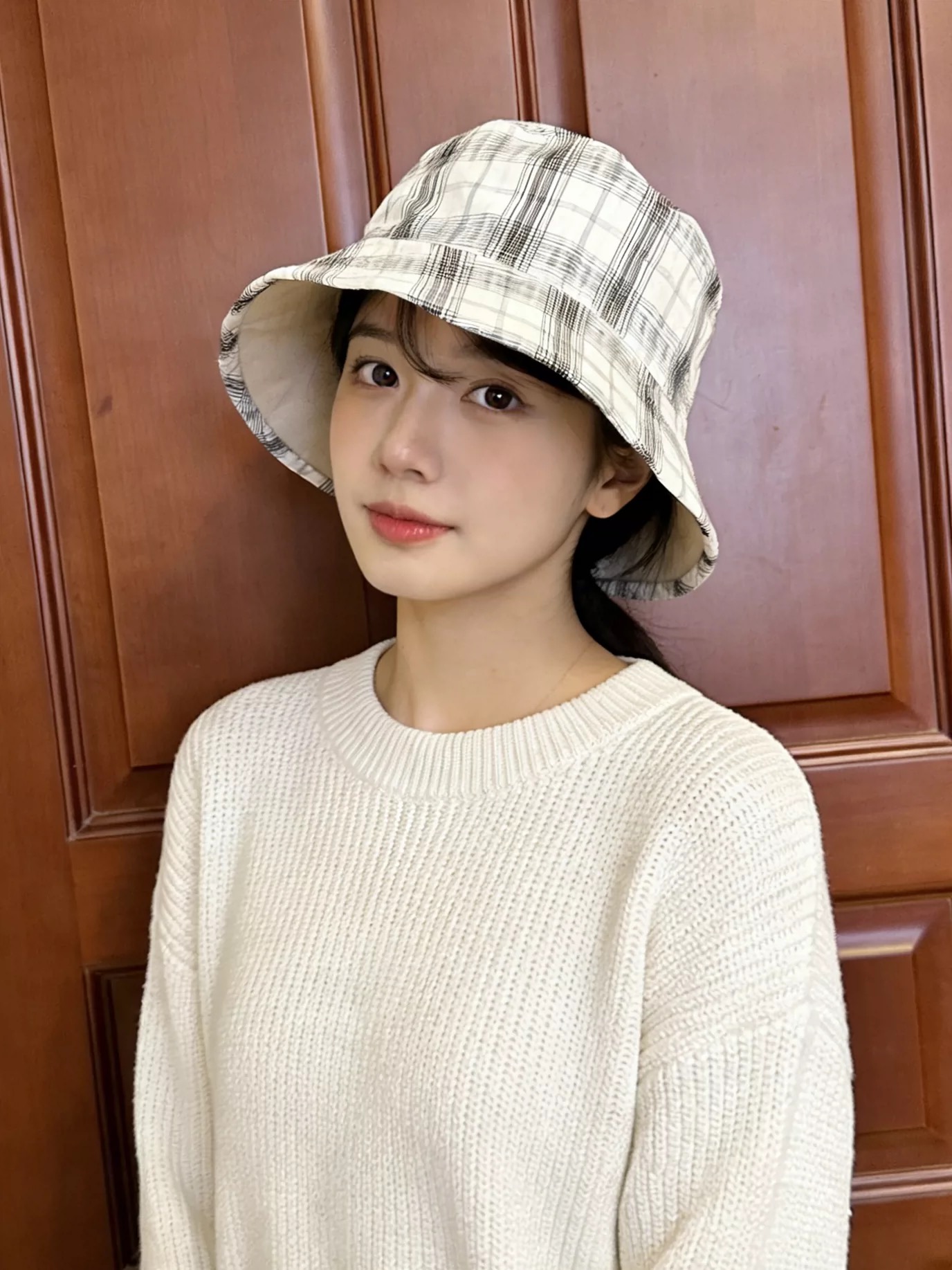 Celine 赛琳 复古格纹双面戴渔夫帽子女百搭显脸小遮阳渐变拼接盆帽2026新款
