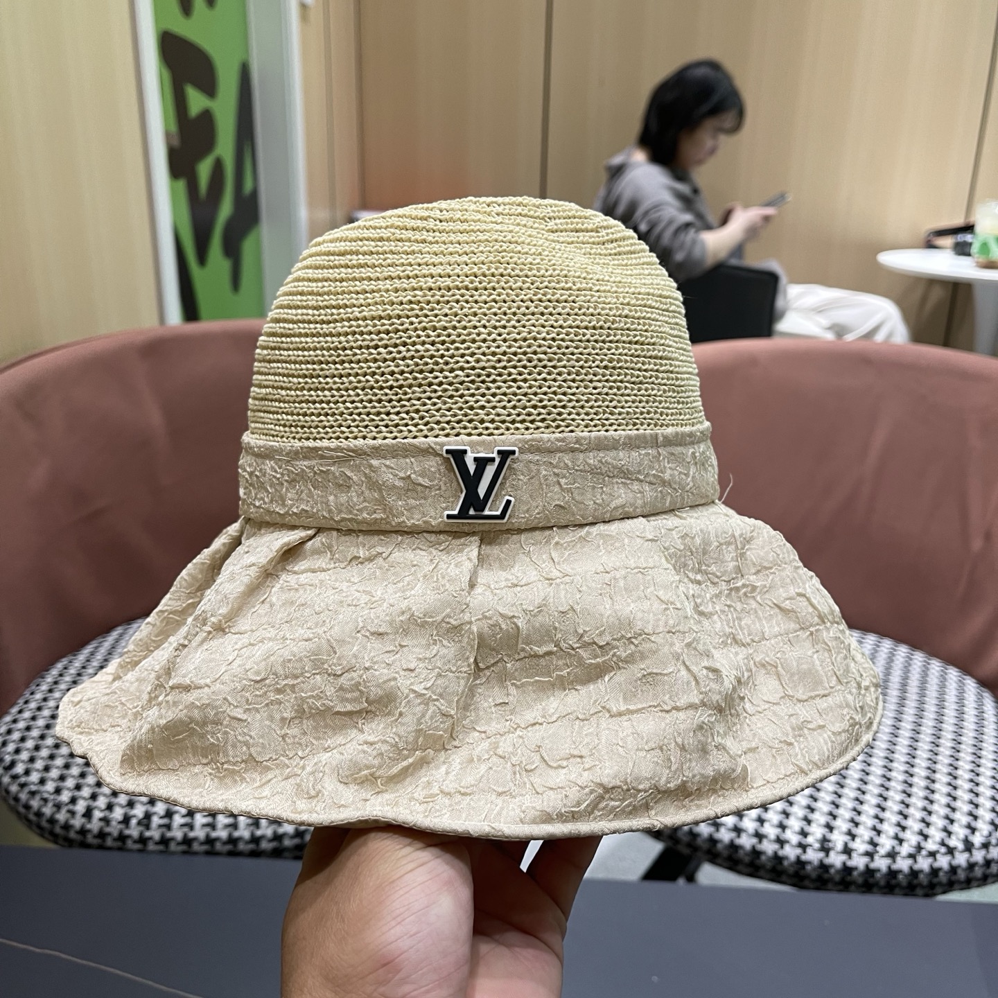 LV路易威登 大檐遮阳帽夏季时尚蝴蝶结渔夫帽女可折叠防晒帽遮脸太阳帽子