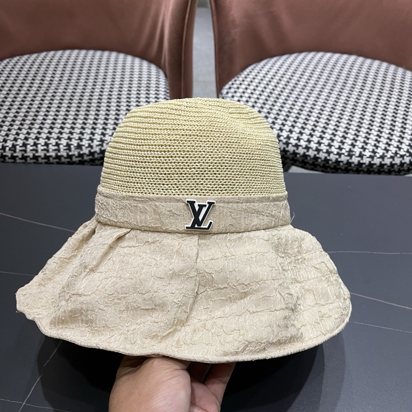 LV路易威登 大檐遮阳帽夏季时尚蝴蝶结渔夫帽女可折叠防晒帽遮脸太阳帽子
