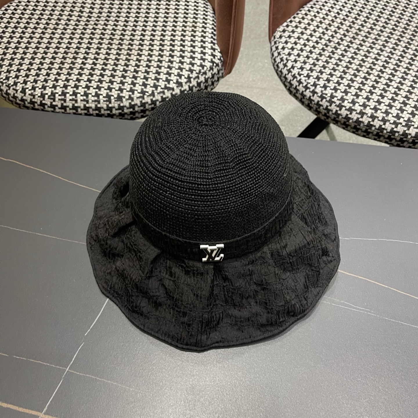 LV路易威登 大檐遮阳帽夏季时尚蝴蝶结渔夫帽女可折叠防晒帽遮脸太阳帽子