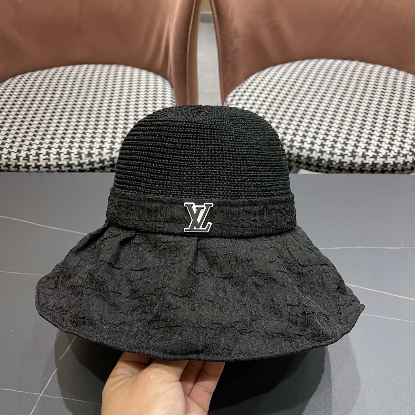 LV路易威登 大檐遮阳帽夏季时尚蝴蝶结渔夫帽女可折叠防晒帽遮脸太阳帽子