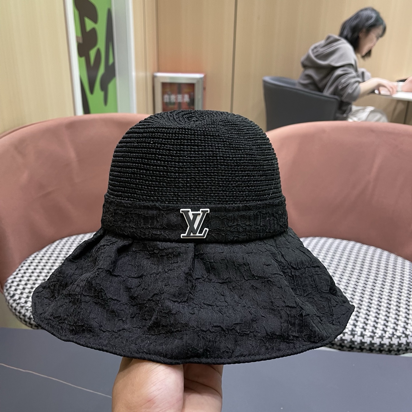 LV路易威登 大檐遮阳帽夏季时尚蝴蝶结渔夫帽女可折叠防晒帽遮脸太阳帽子