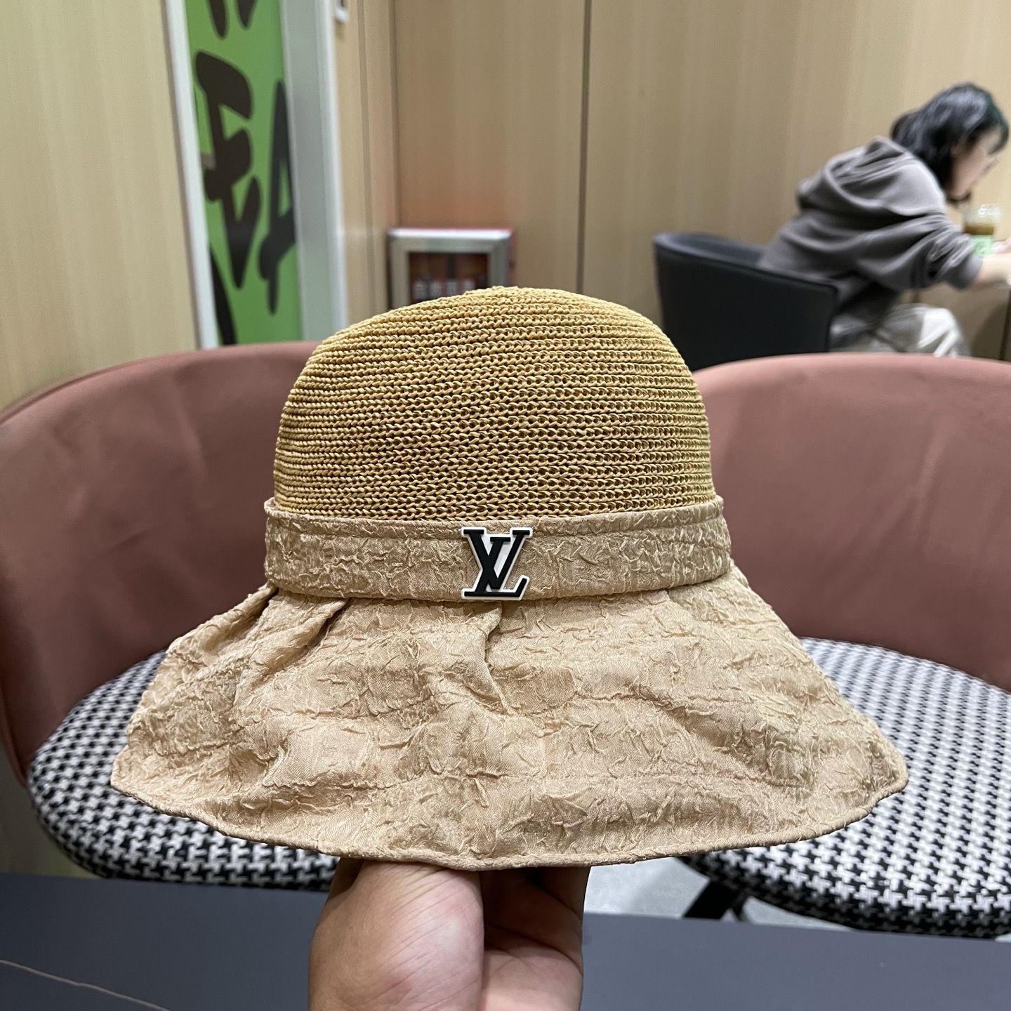 LV路易威登 大檐遮阳帽夏季时尚蝴蝶结渔夫帽女可折叠防晒帽遮脸太阳帽子