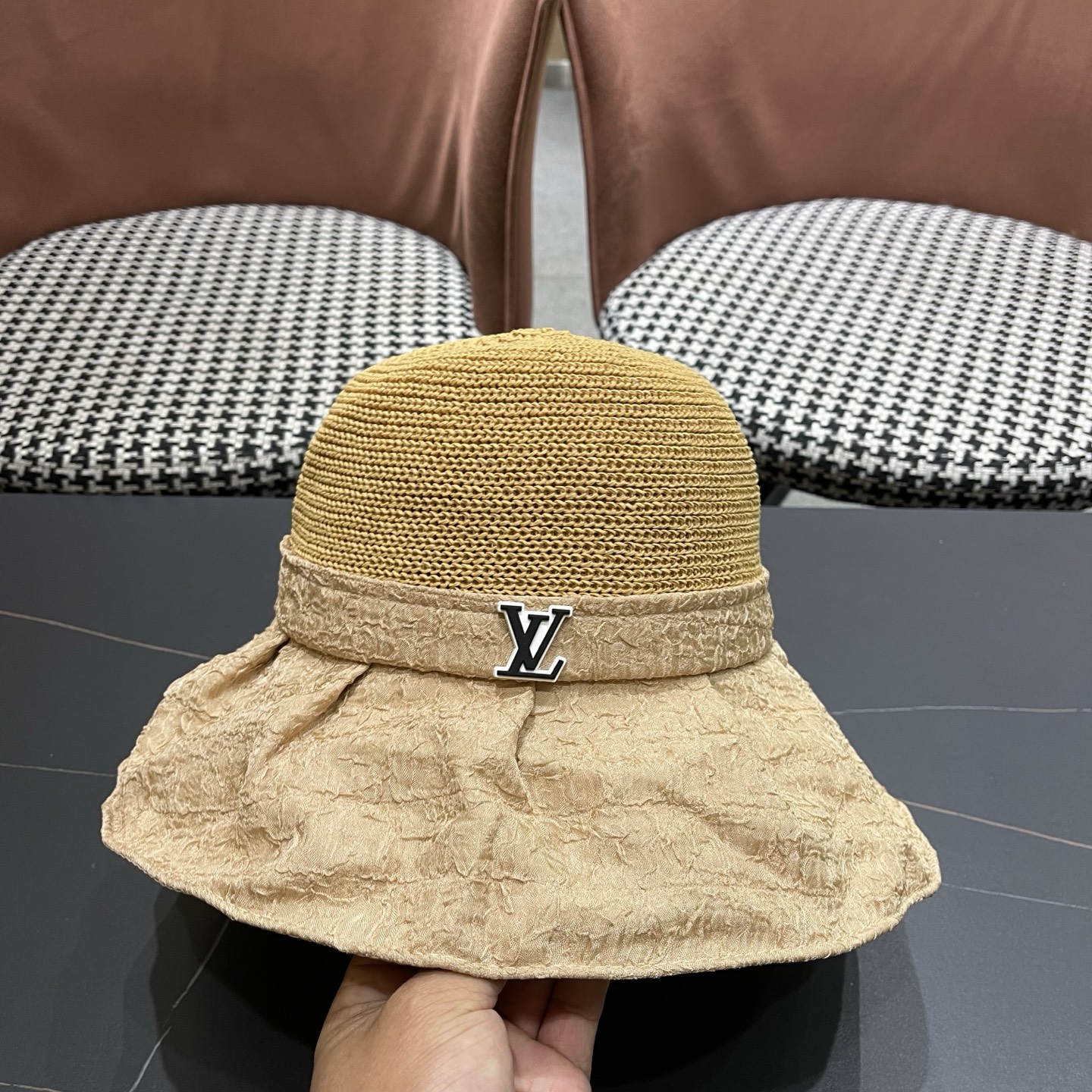 LV路易威登 大檐遮阳帽夏季时尚蝴蝶结渔夫帽女可折叠防晒帽遮脸太阳帽子