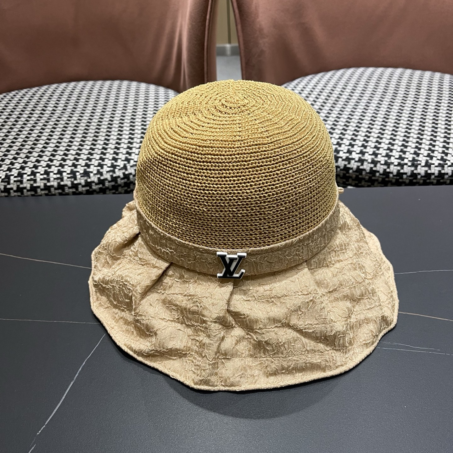LV路易威登 大檐遮阳帽夏季时尚蝴蝶结渔夫帽女可折叠防晒帽遮脸太阳帽子