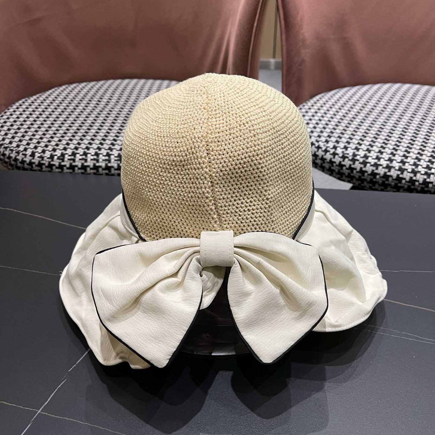 Dior迪奥 夏季帽子女大帽檐遮阳防晒防紫外线渔夫帽遮脸黑胶太阳帽户外骑行