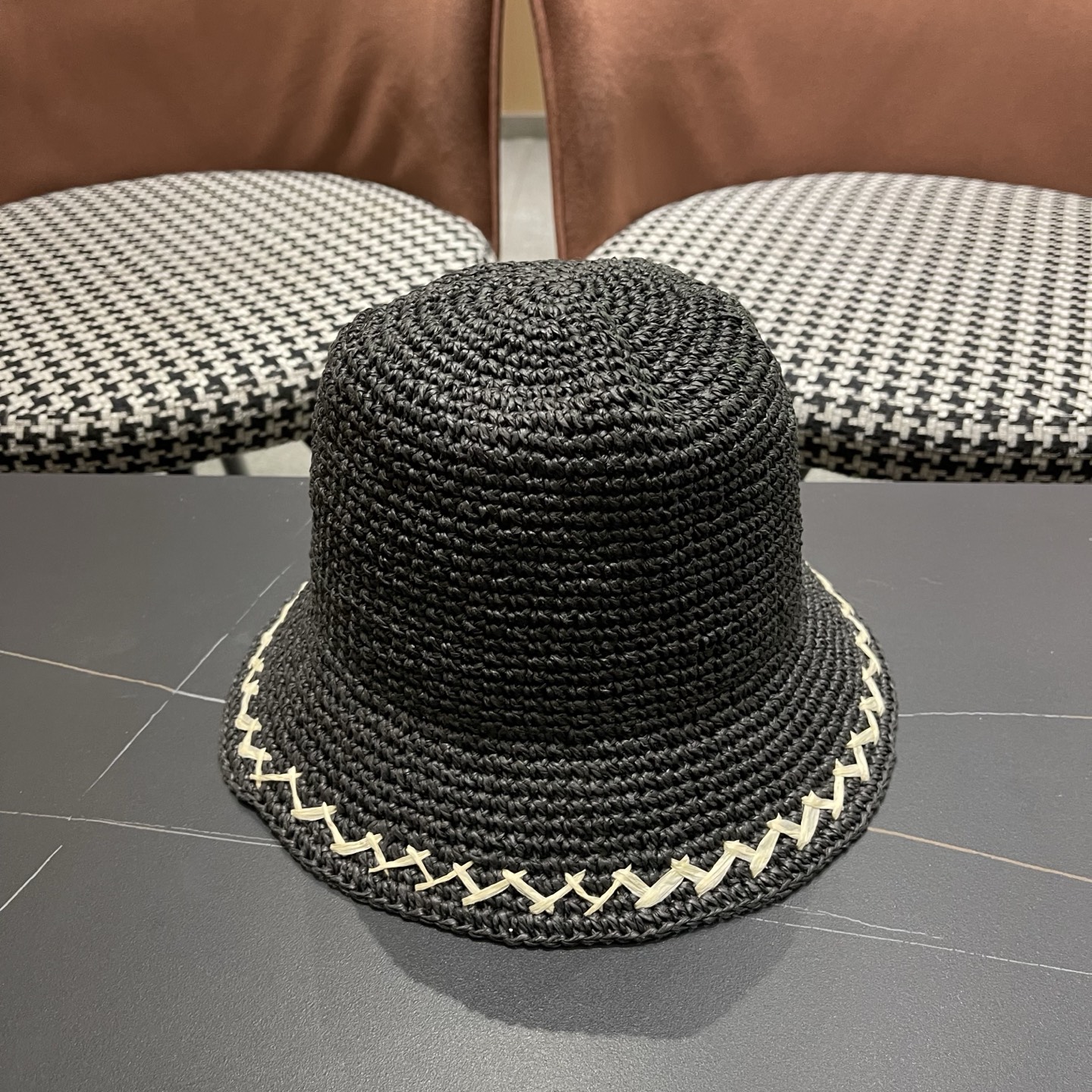 CHANEL香奈儿 韩版编织草帽女度假沙滩帽可折叠透气水桶遮阳帽韩版百搭渔夫帽夏