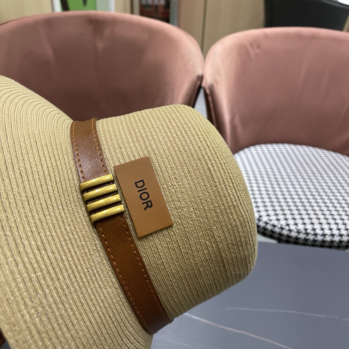 Dior迪奥 优雅气质草编遮阳渔夫帽子女夏季出游时尚百搭大檐防晒太阳帽草帽