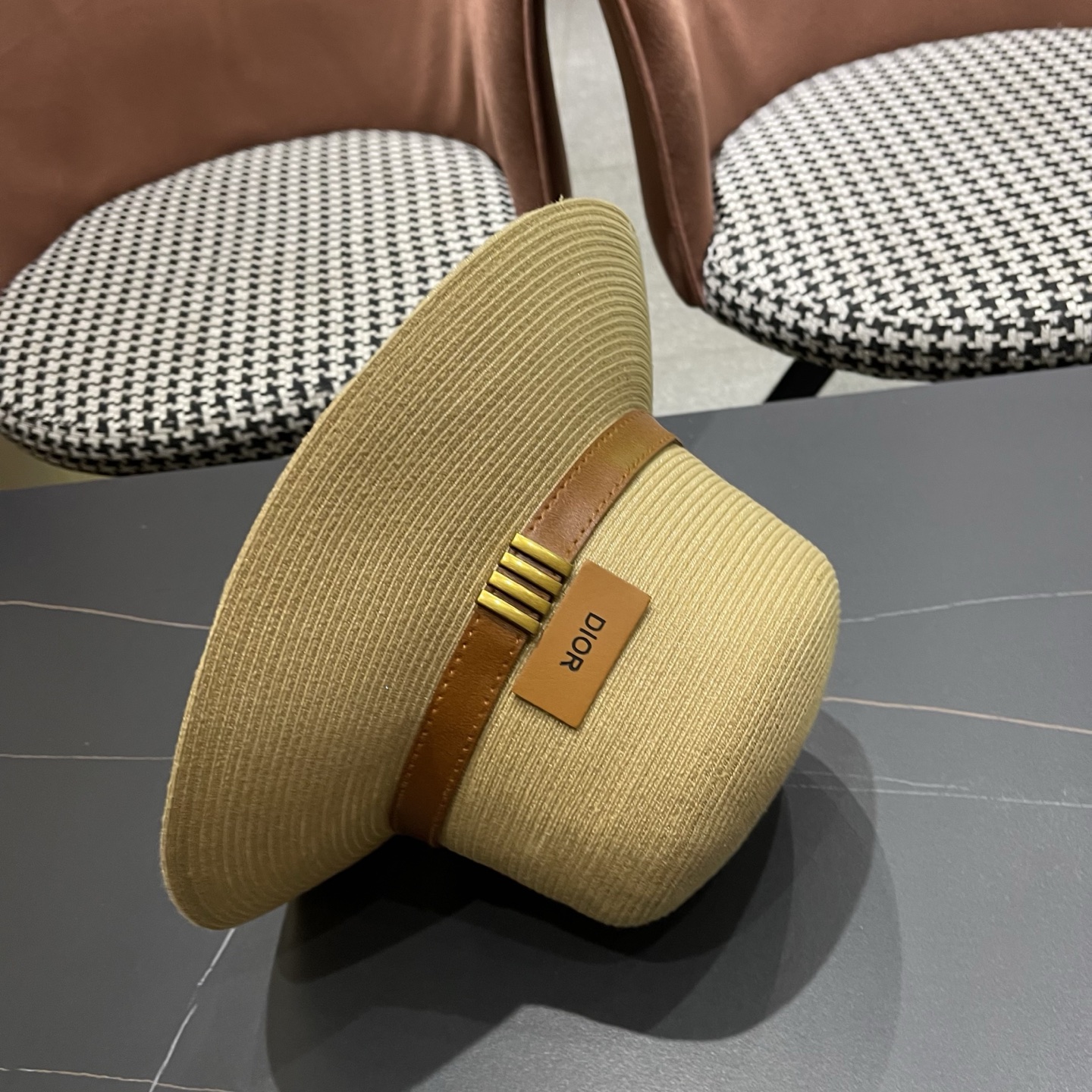 Dior迪奥 优雅气质草编遮阳渔夫帽子女夏季出游时尚百搭大檐防晒太阳帽草帽