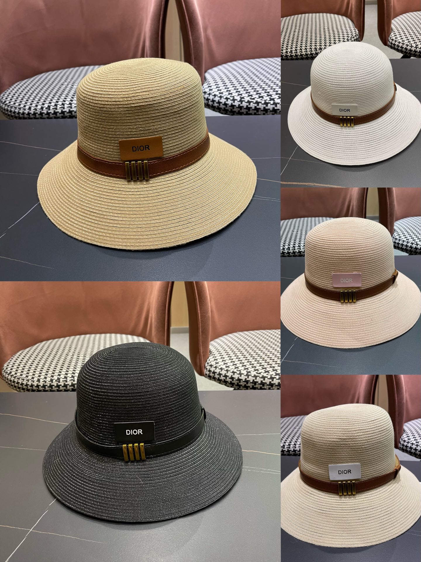 Dior迪奥 优雅气质草编遮阳渔夫帽子女夏季出游时尚百搭大檐防晒太阳帽草帽