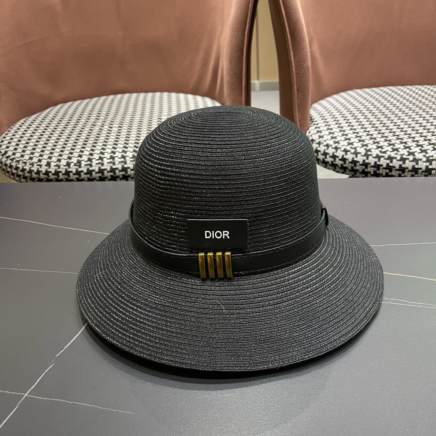 Dior迪奥 优雅气质草编遮阳渔夫帽子女夏季出游时尚百搭大檐防晒太阳帽草帽