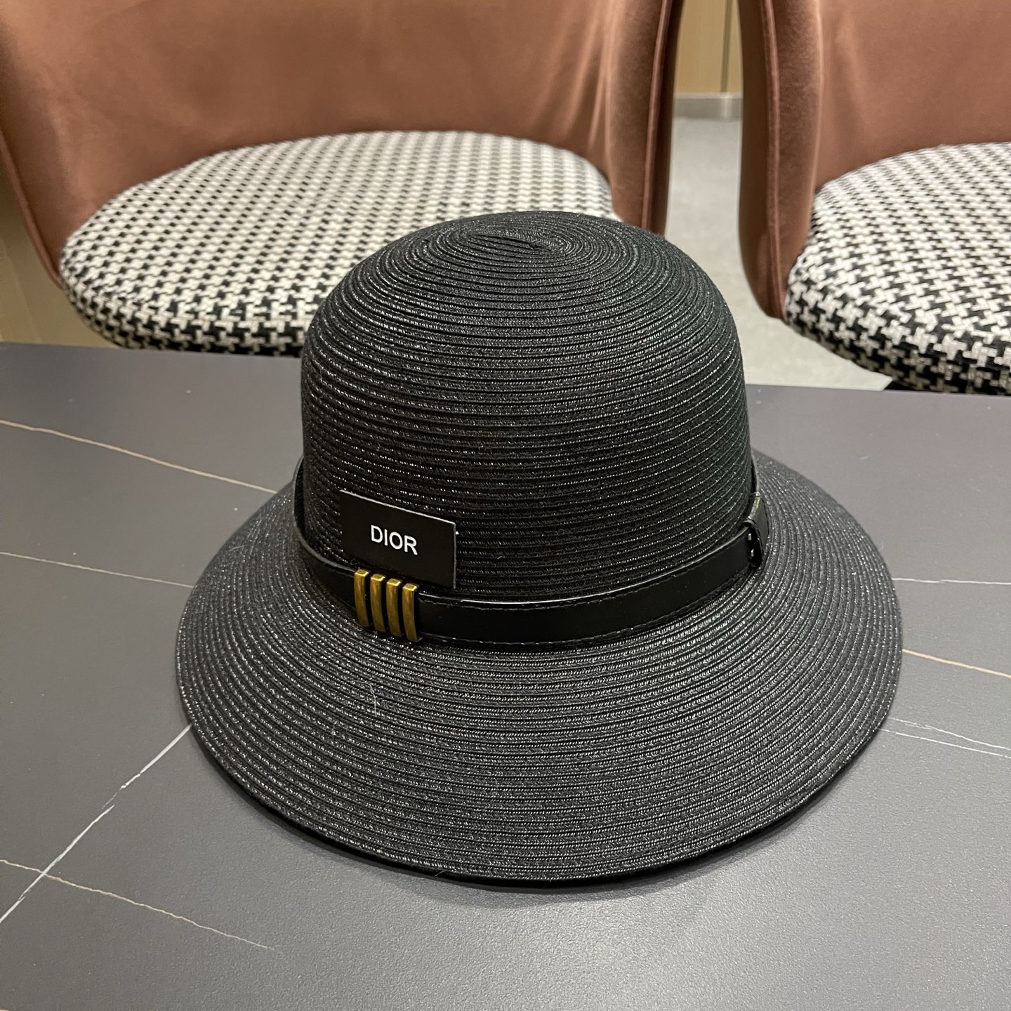 Dior迪奥 优雅气质草编遮阳渔夫帽子女夏季出游时尚百搭大檐防晒太阳帽草帽
