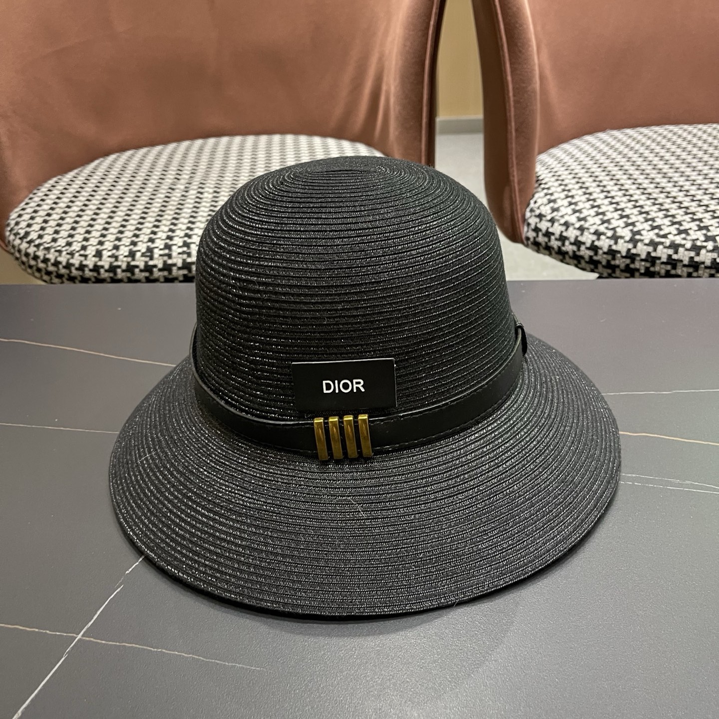 Dior迪奥 优雅气质草编遮阳渔夫帽子女夏季出游时尚百搭大檐防晒太阳帽草帽