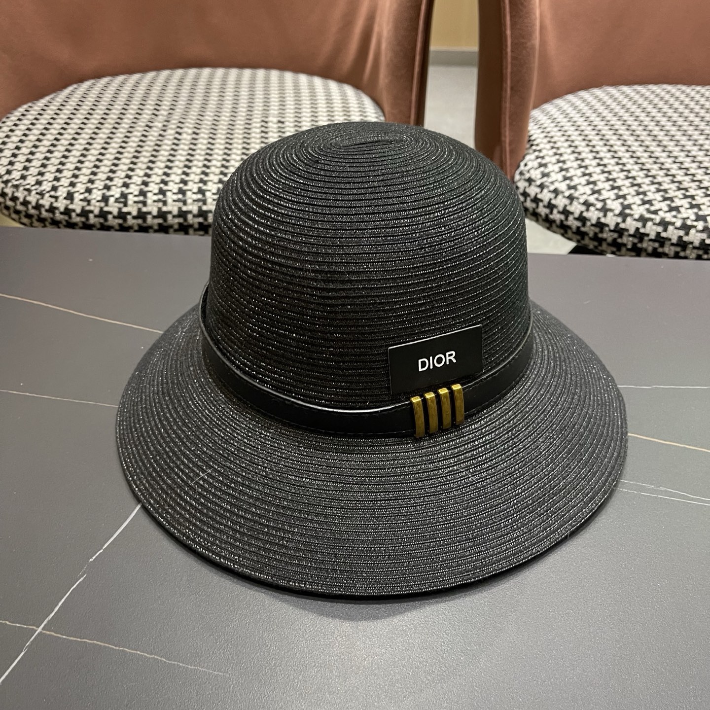 Dior迪奥 优雅气质草编遮阳渔夫帽子女夏季出游时尚百搭大檐防晒太阳帽草帽