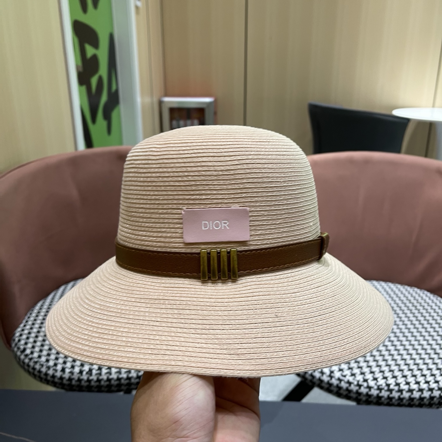 Dior迪奥 优雅气质草编遮阳渔夫帽子女夏季出游时尚百搭大檐防晒太阳帽草帽