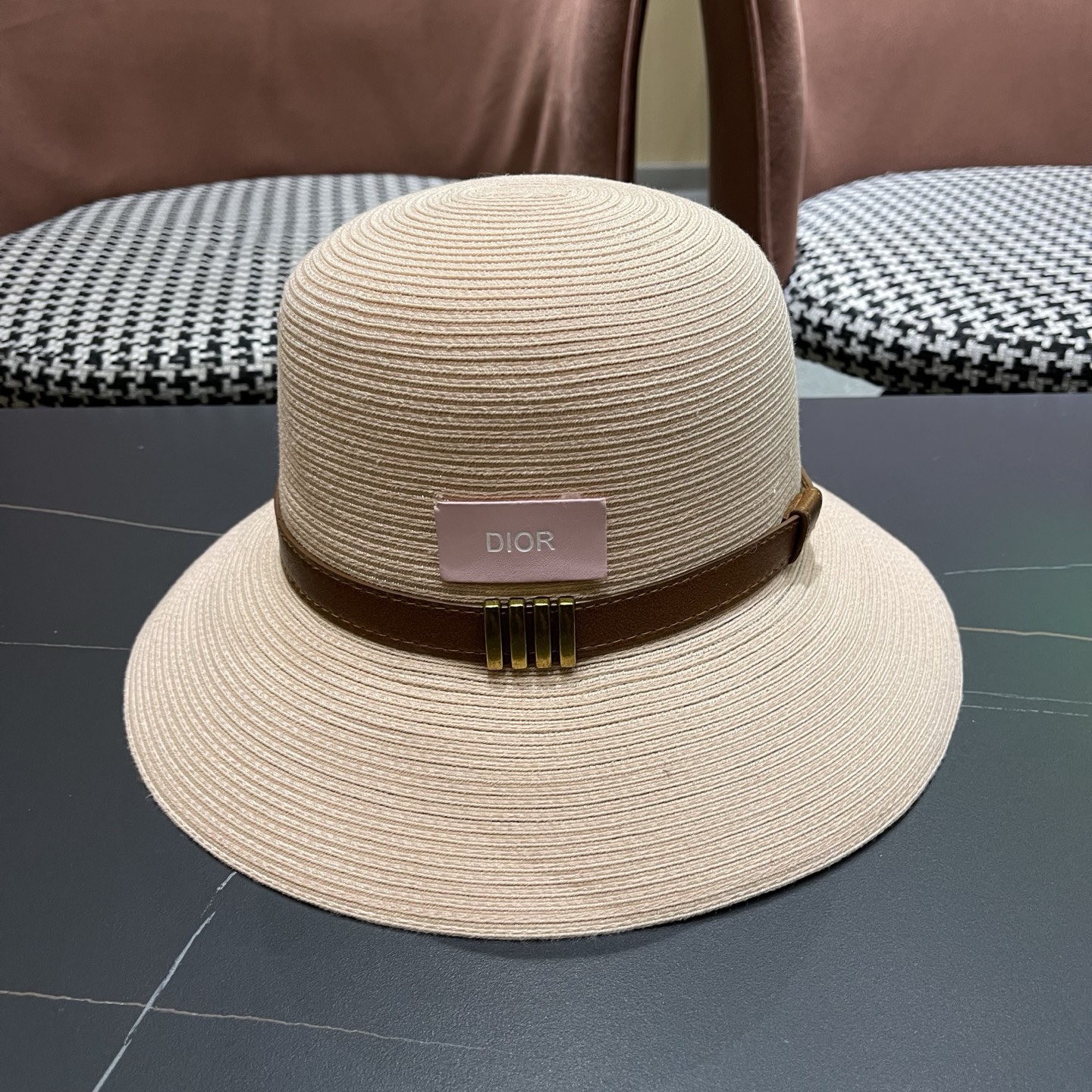Dior迪奥 优雅气质草编遮阳渔夫帽子女夏季出游时尚百搭大檐防晒太阳帽草帽
