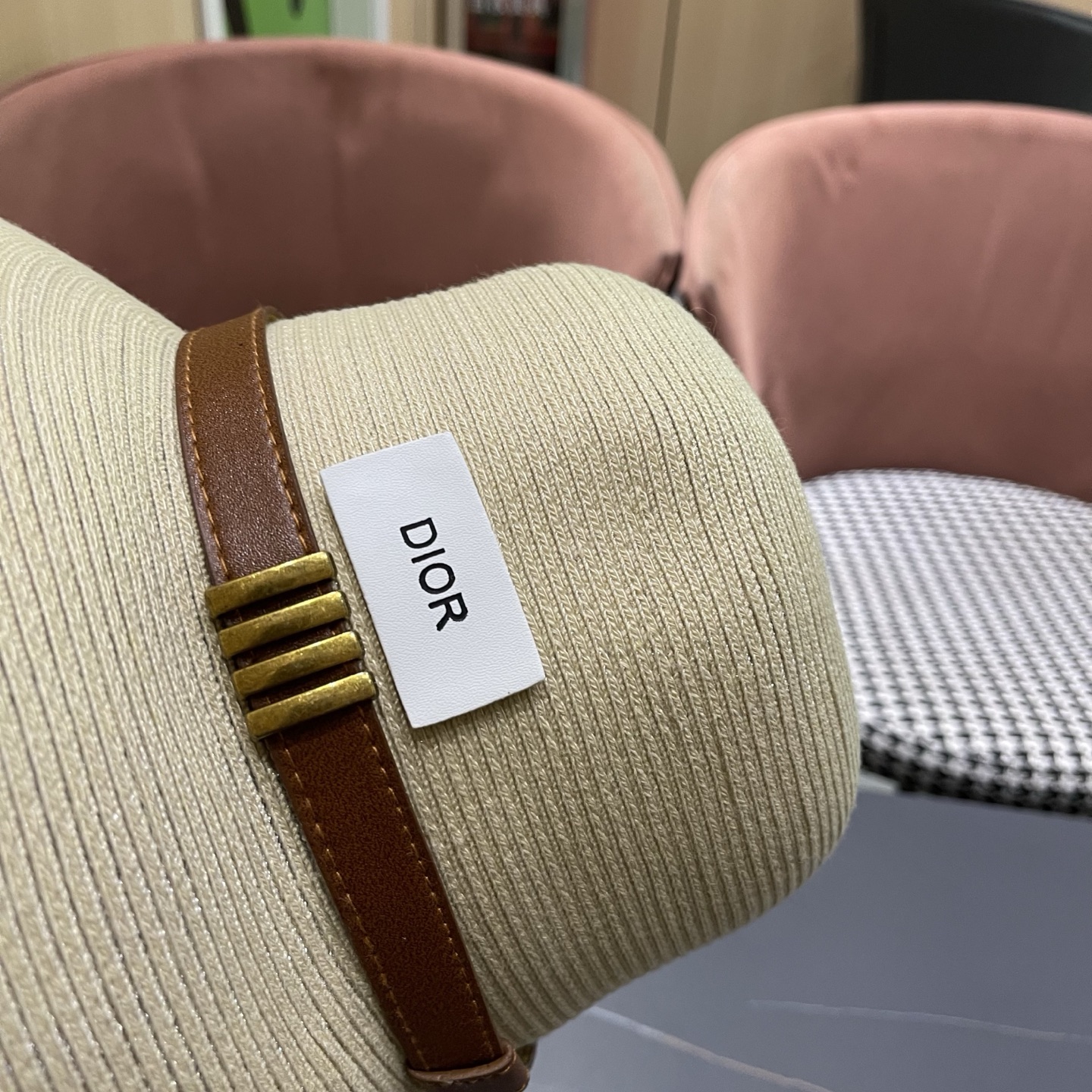 Dior迪奥 优雅气质草编遮阳渔夫帽子女夏季出游时尚百搭大檐防晒太阳帽草帽