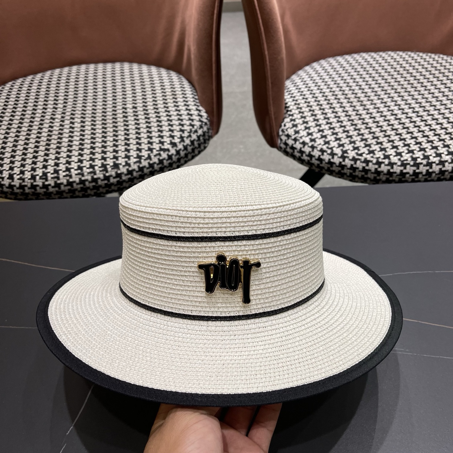 Dior迪奥新款平顶草帽，日本纸草制作，跑量王，头围57cm