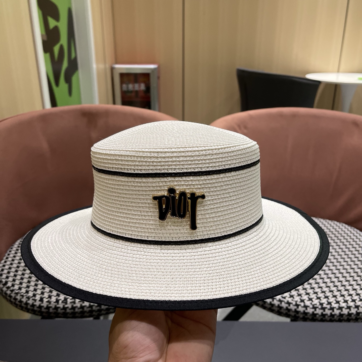 Dior迪奥新款平顶草帽，日本纸草制作，跑量王，头围57cm