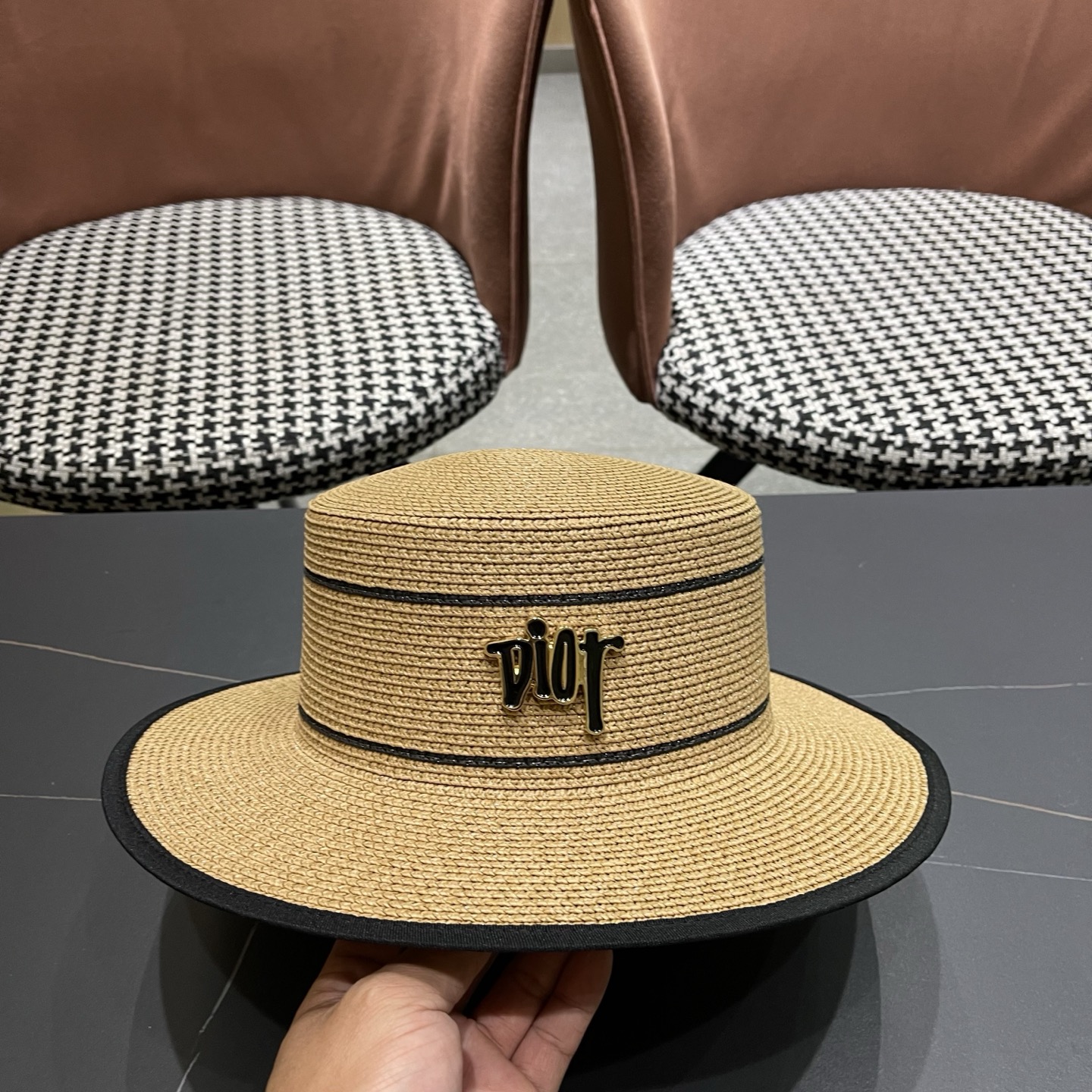 Dior迪奥新款平顶草帽，日本纸草制作，跑量王，头围57cm