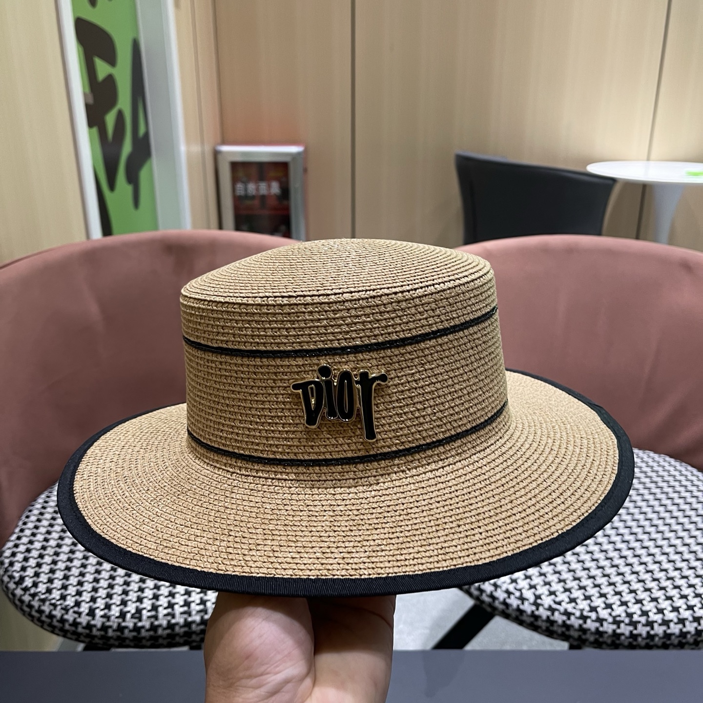 Dior迪奥新款平顶草帽，日本纸草制作，跑量王，头围57cm