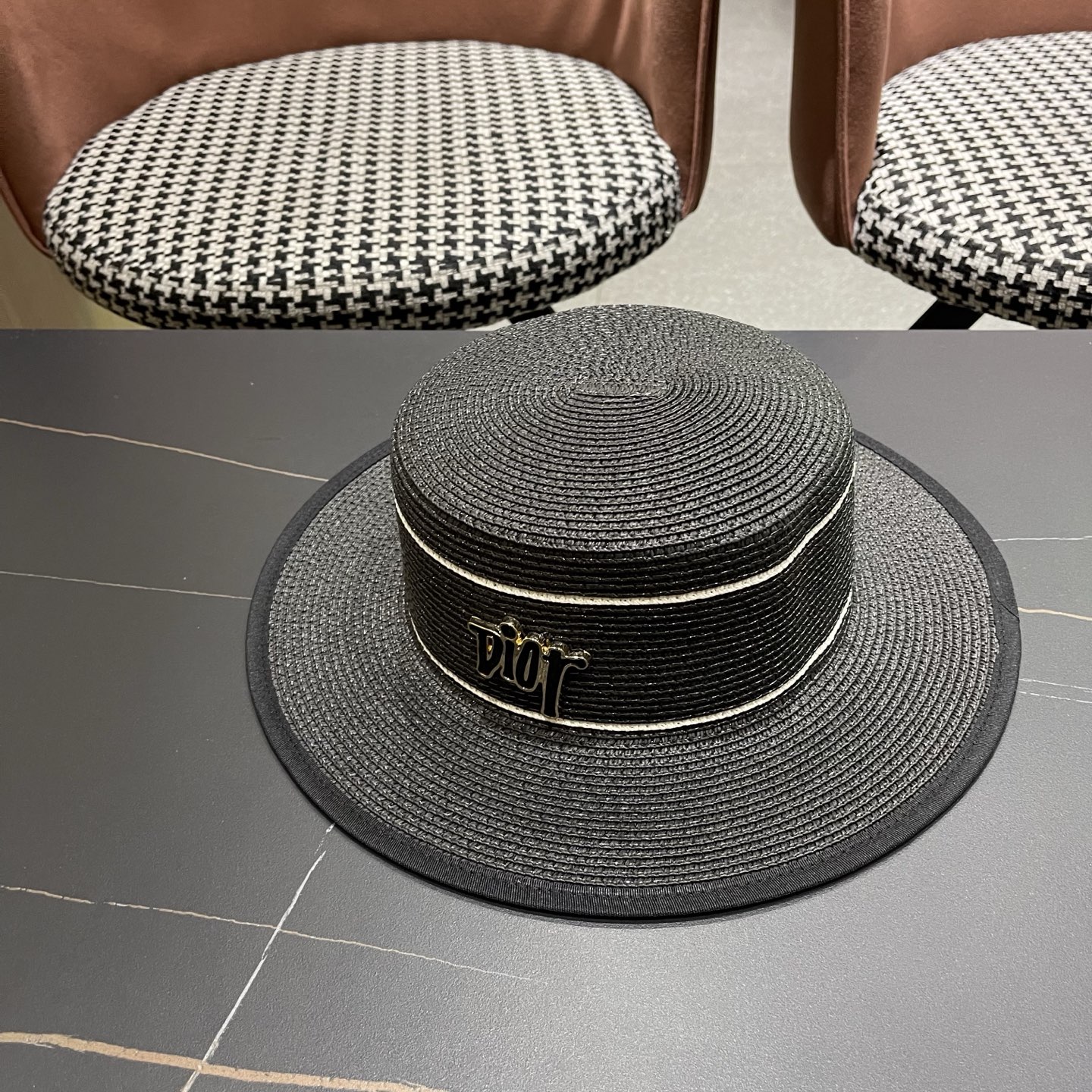Dior迪奥新款平顶草帽，日本纸草制作，跑量王，头围57cm