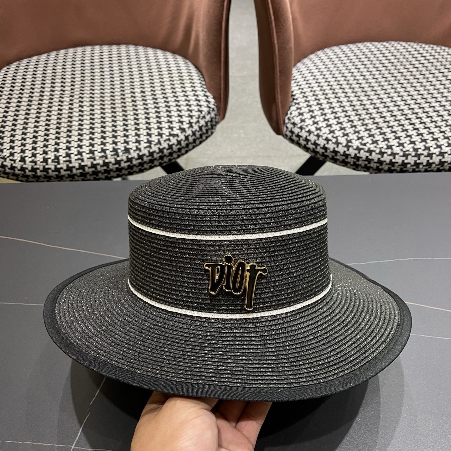 Dior迪奥新款平顶草帽，日本纸草制作，跑量王，头围57cm