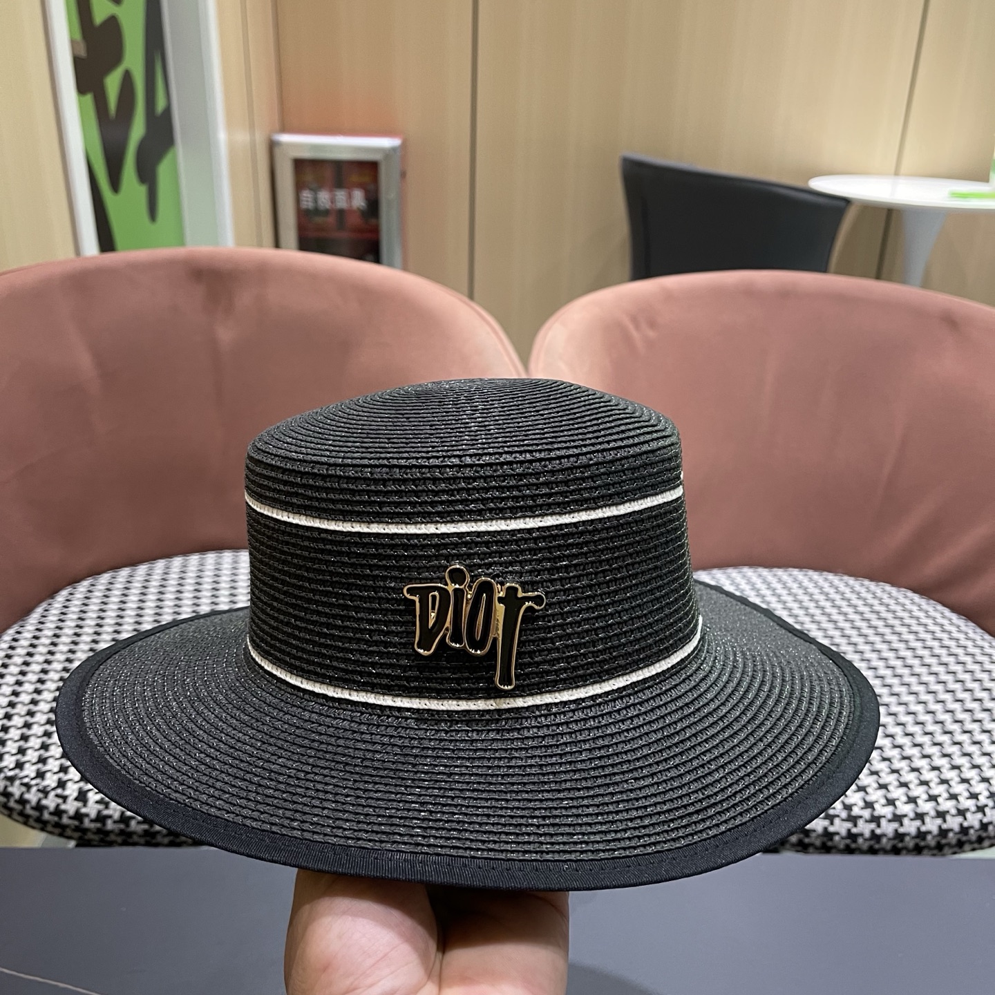 Dior迪奥新款平顶草帽，日本纸草制作，跑量王，头围57cm