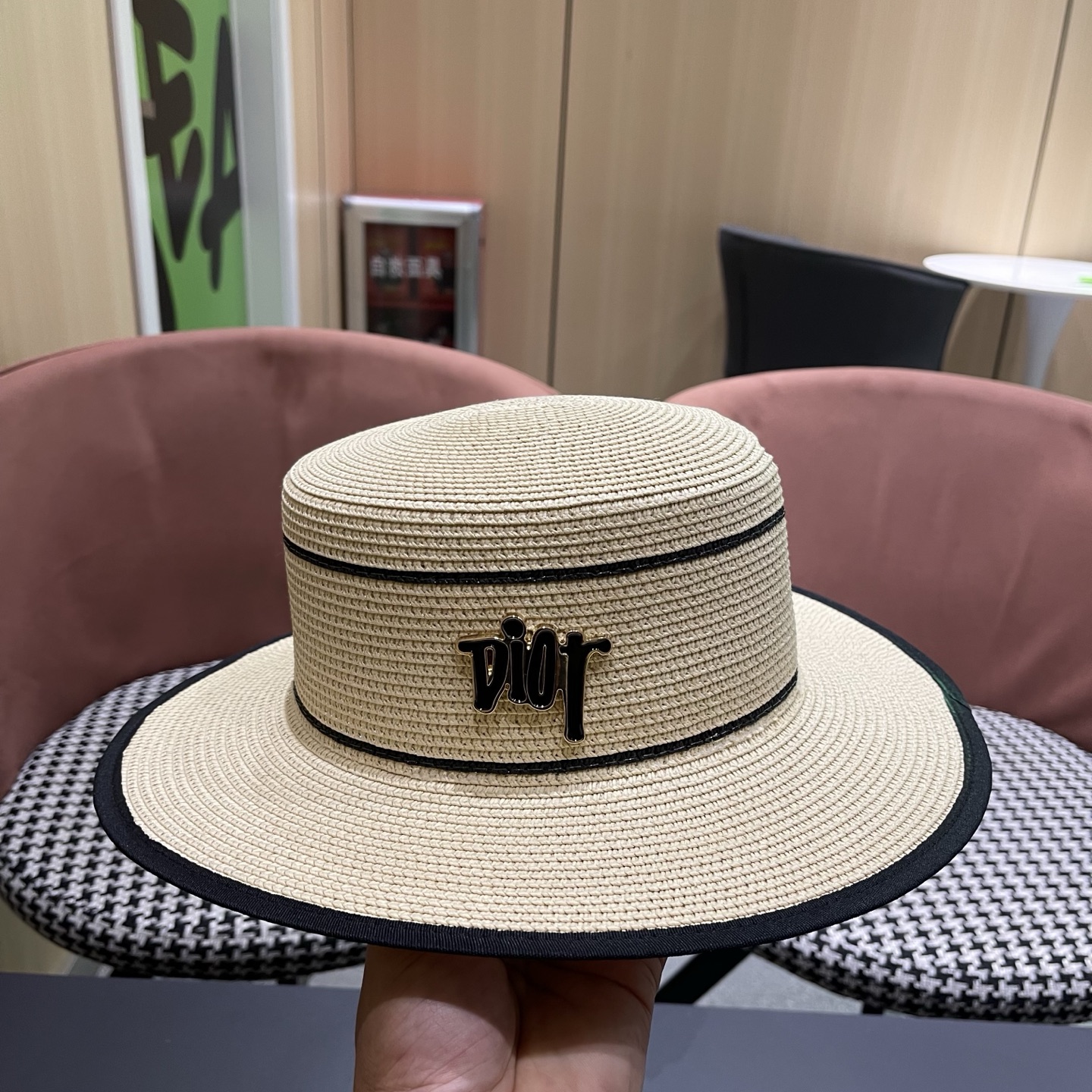 Dior迪奥新款平顶草帽，日本纸草制作，跑量王，头围57cm
