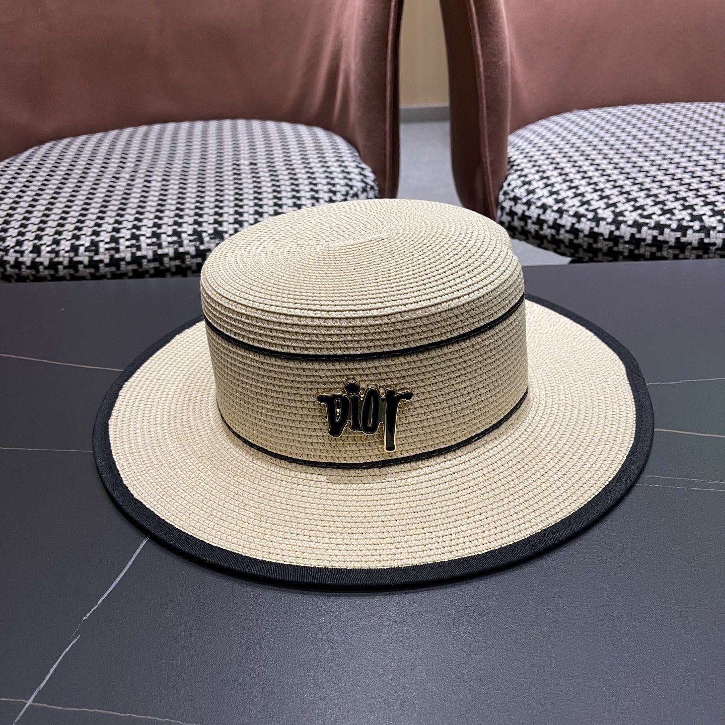 Dior迪奥新款平顶草帽，日本纸草制作，跑量王，头围57cm