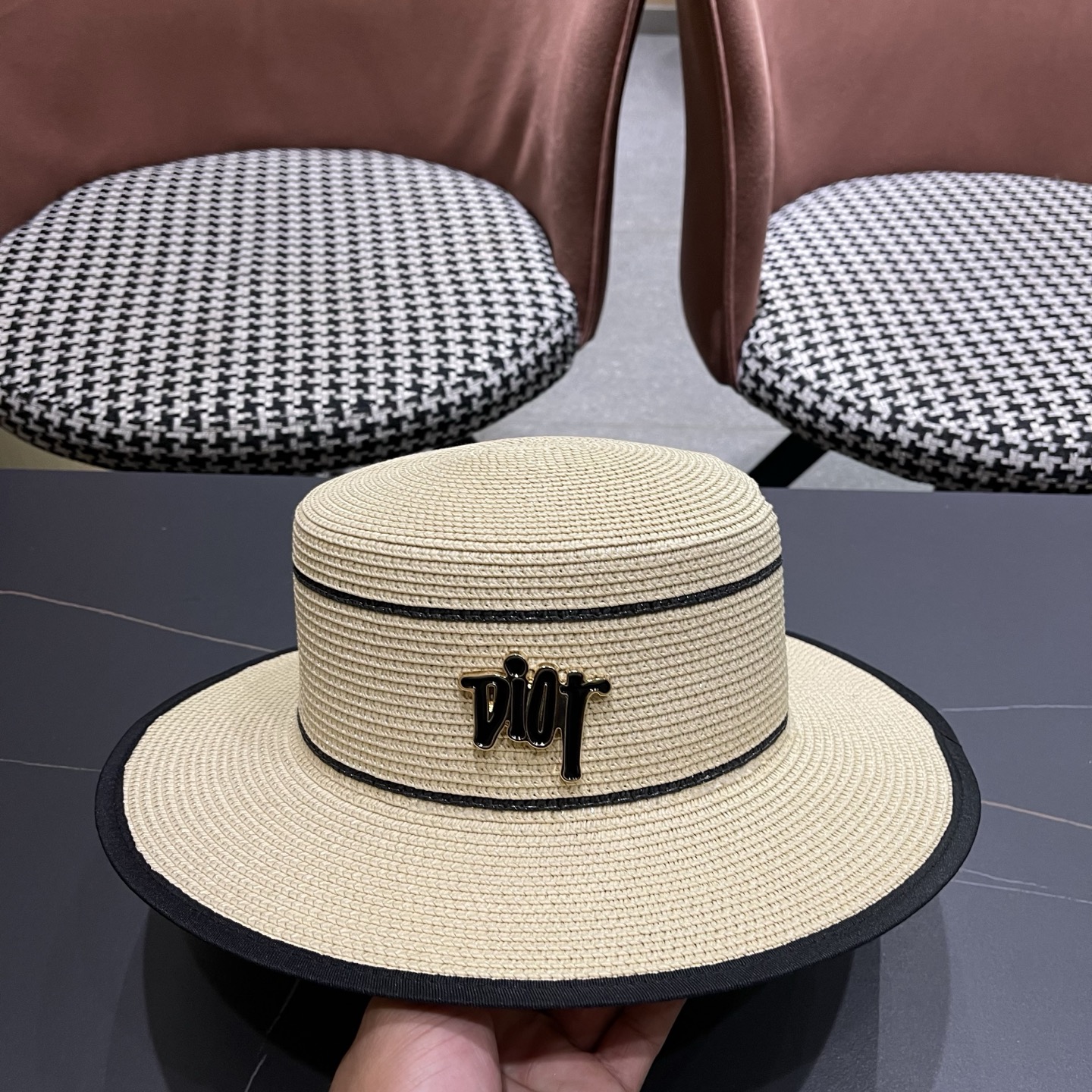 Dior迪奥新款平顶草帽，日本纸草制作，跑量王，头围57cm
