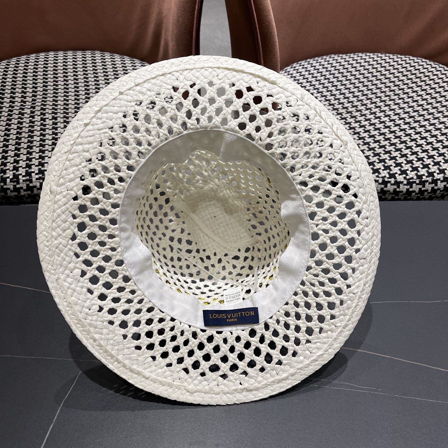 LV路易威登 新款复古巴拿马草帽女夏季镂空编织防晒遮阳帽小头围度假礼帽