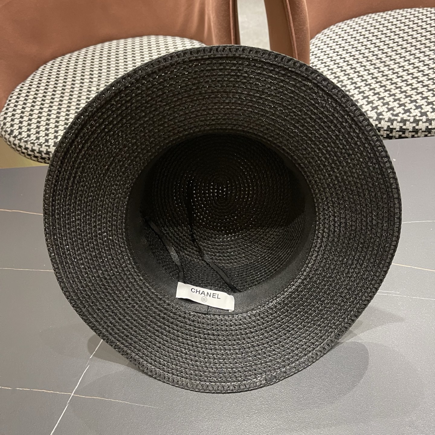 Chanel香奈儿平顶草帽，新款小礼帽，头围57cm​
