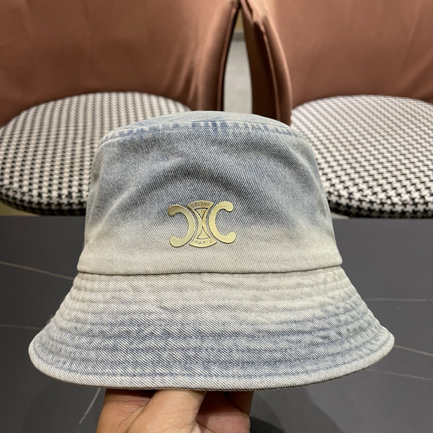 Celine 赛琳 韩版渐变牛仔渔夫帽女春秋时尚个性盆帽显脸小百搭街头小众帽子潮