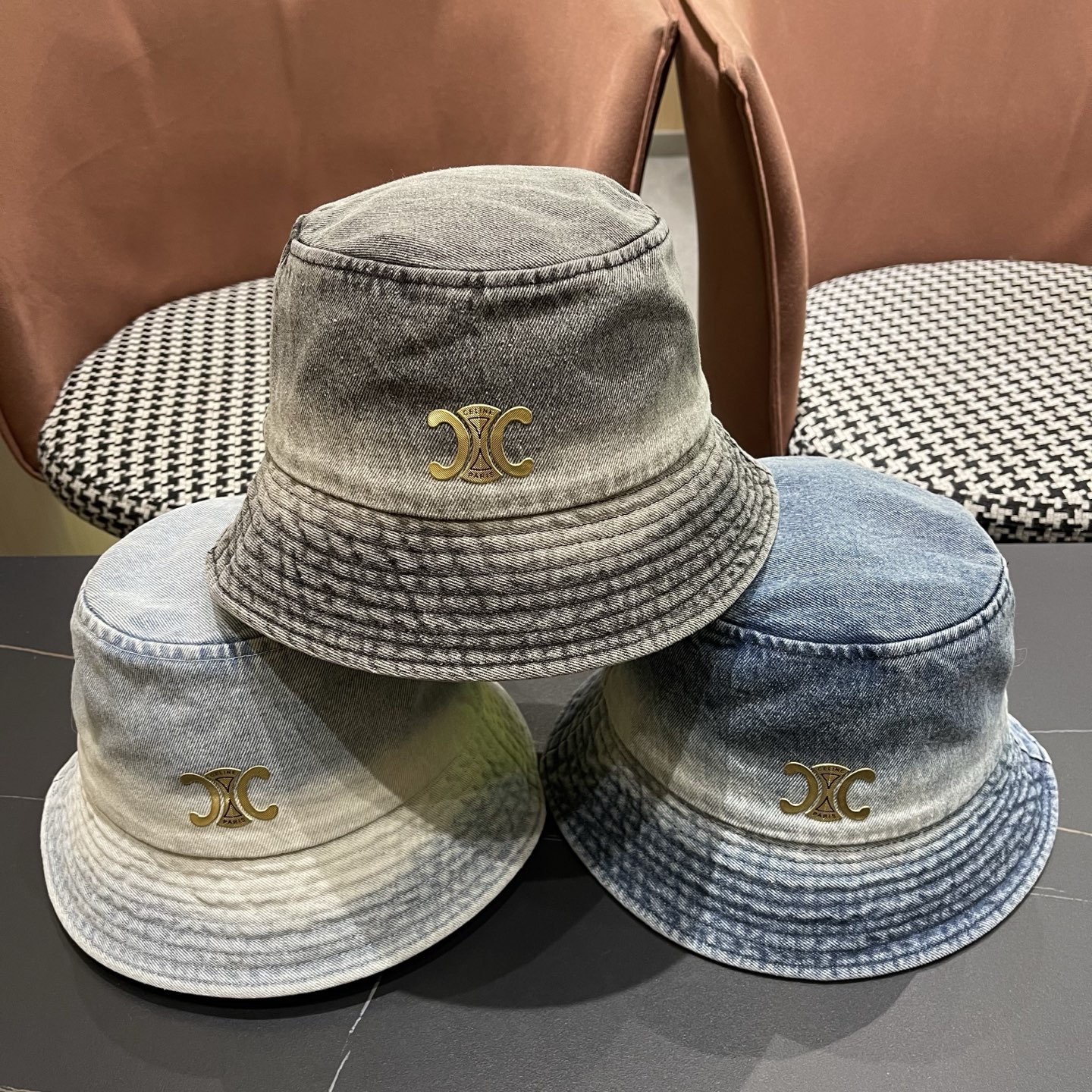 Celine 赛琳 韩版渐变牛仔渔夫帽女春秋时尚个性盆帽显脸小百搭街头小众帽子潮