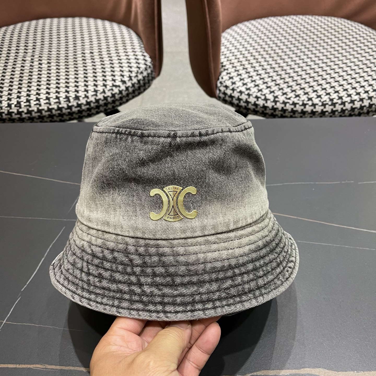 Celine 赛琳 韩版渐变牛仔渔夫帽女春秋时尚个性盆帽显脸小百搭街头小众帽子潮