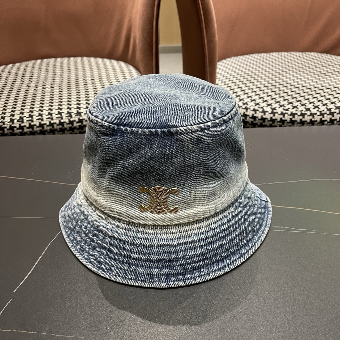 Celine 赛琳 韩版渐变牛仔渔夫帽女春秋时尚个性盆帽显脸小百搭街头小众帽子潮