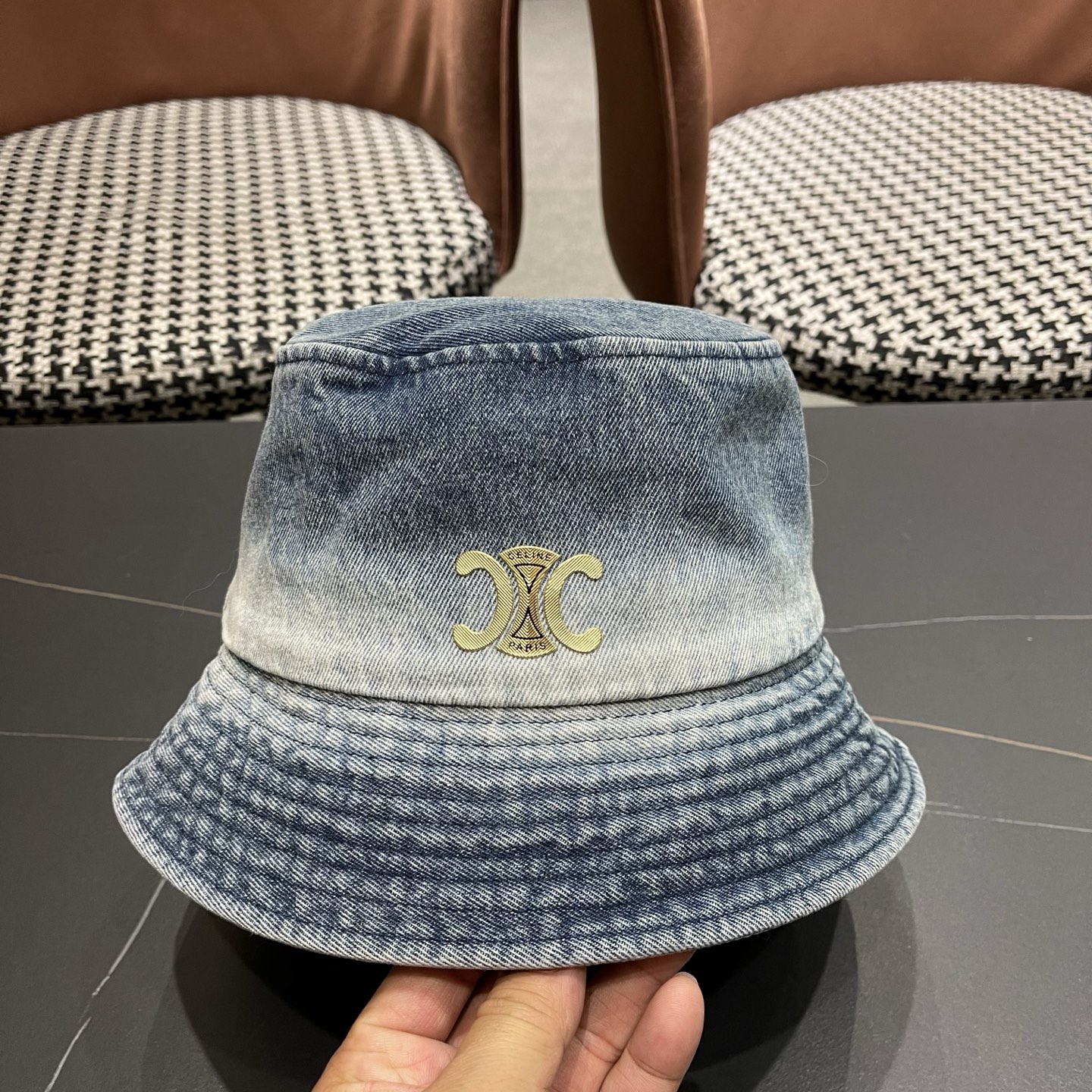 Celine 赛琳 韩版渐变牛仔渔夫帽女春秋时尚个性盆帽显脸小百搭街头小众帽子潮