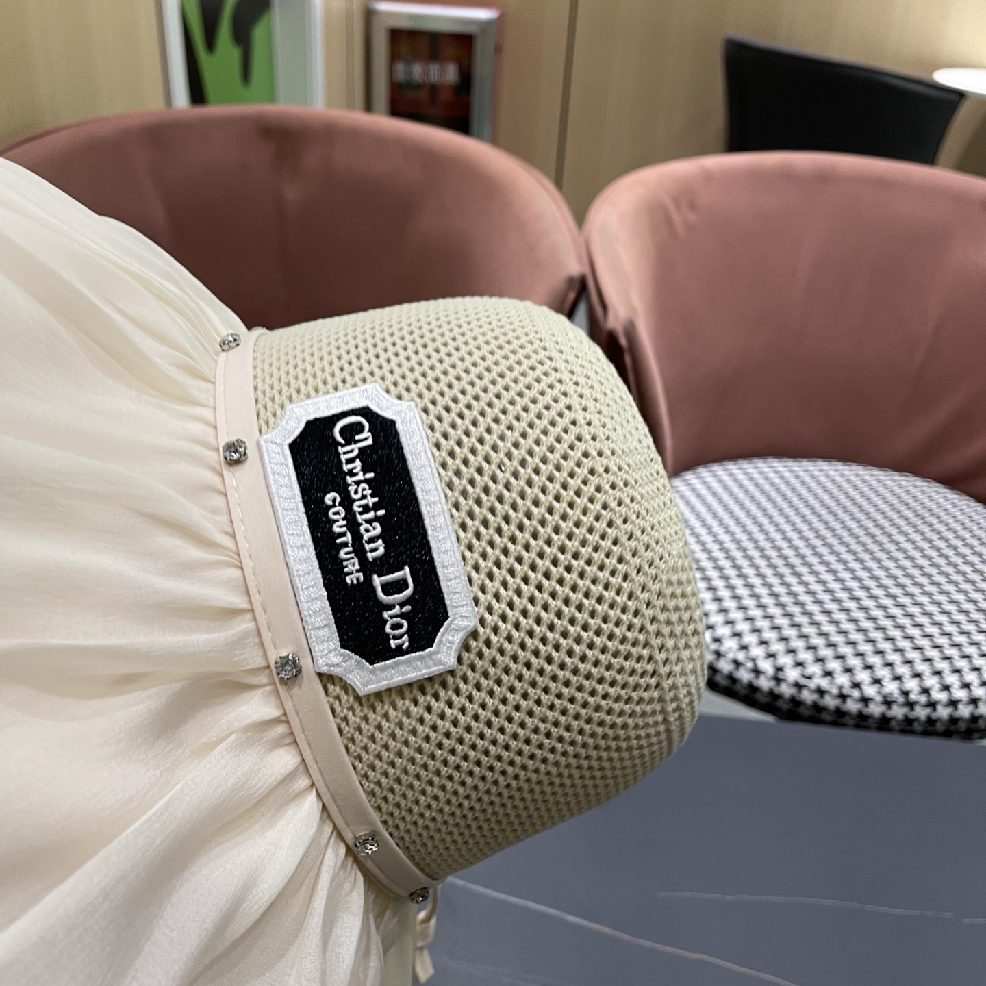 Dior迪奥 款珍珠蝴蝶结渔夫帽女夏季时尚大檐防紫外线防晒遮阳帽太阳帽潮