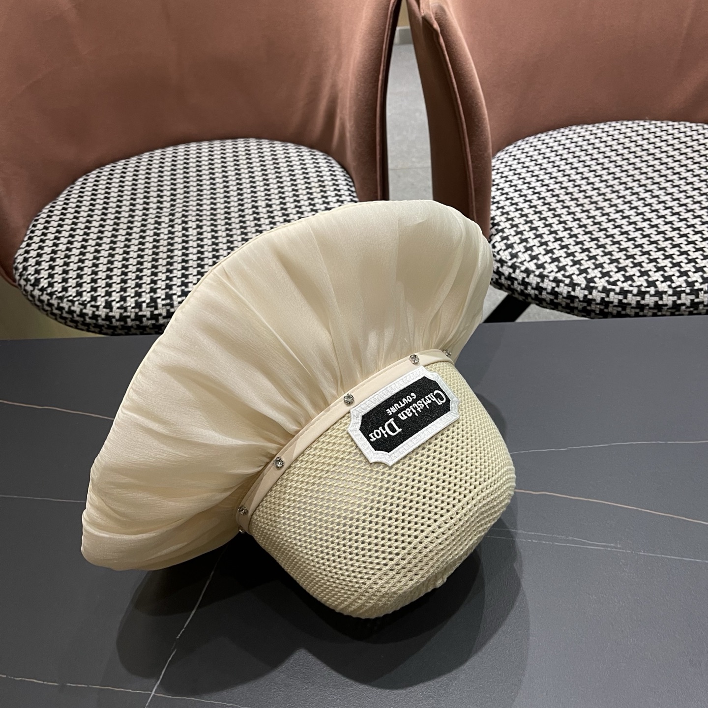 Dior迪奥 款珍珠蝴蝶结渔夫帽女夏季时尚大檐防紫外线防晒遮阳帽太阳帽潮