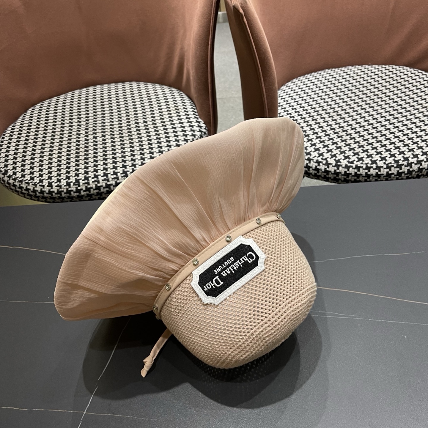 Dior迪奥 款珍珠蝴蝶结渔夫帽女夏季时尚大檐防紫外线防晒遮阳帽太阳帽潮