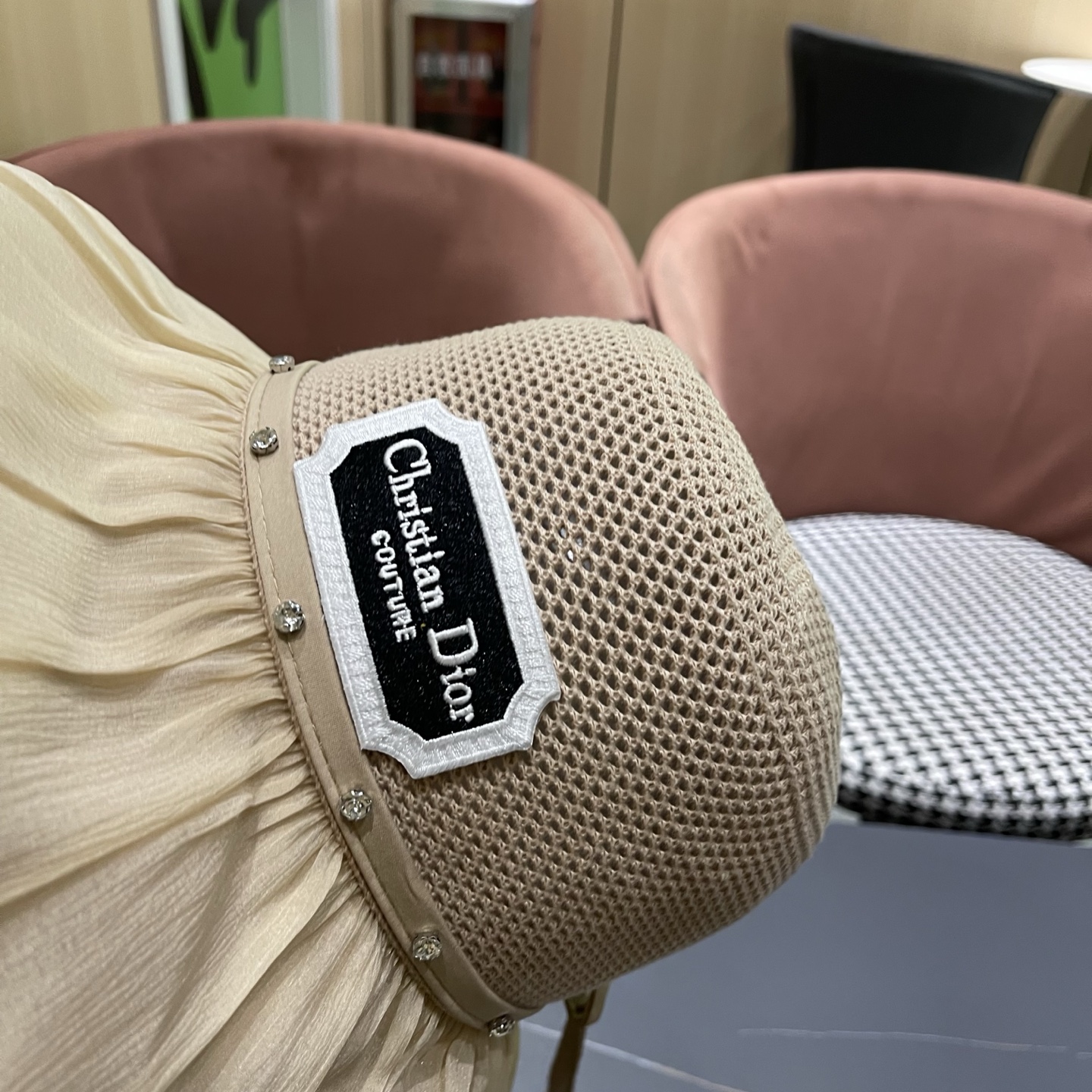 Dior迪奥 款珍珠蝴蝶结渔夫帽女夏季时尚大檐防紫外线防晒遮阳帽太阳帽潮