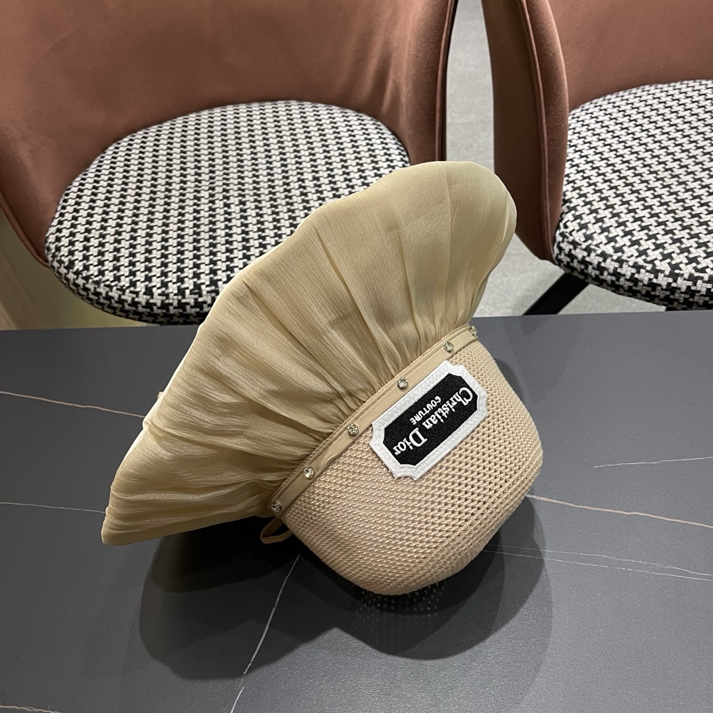 Dior迪奥 款珍珠蝴蝶结渔夫帽女夏季时尚大檐防紫外线防晒遮阳帽太阳帽潮