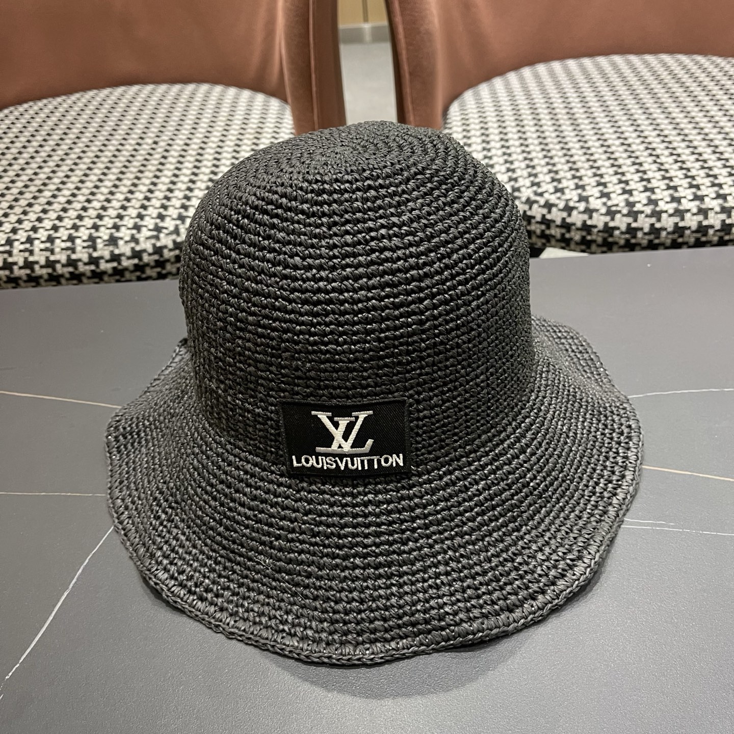 LV路易威登 夏天新款遮阳帽时尚女士防晒草帽遮脸蝴蝶结太阳帽沙滩透气渔夫帽