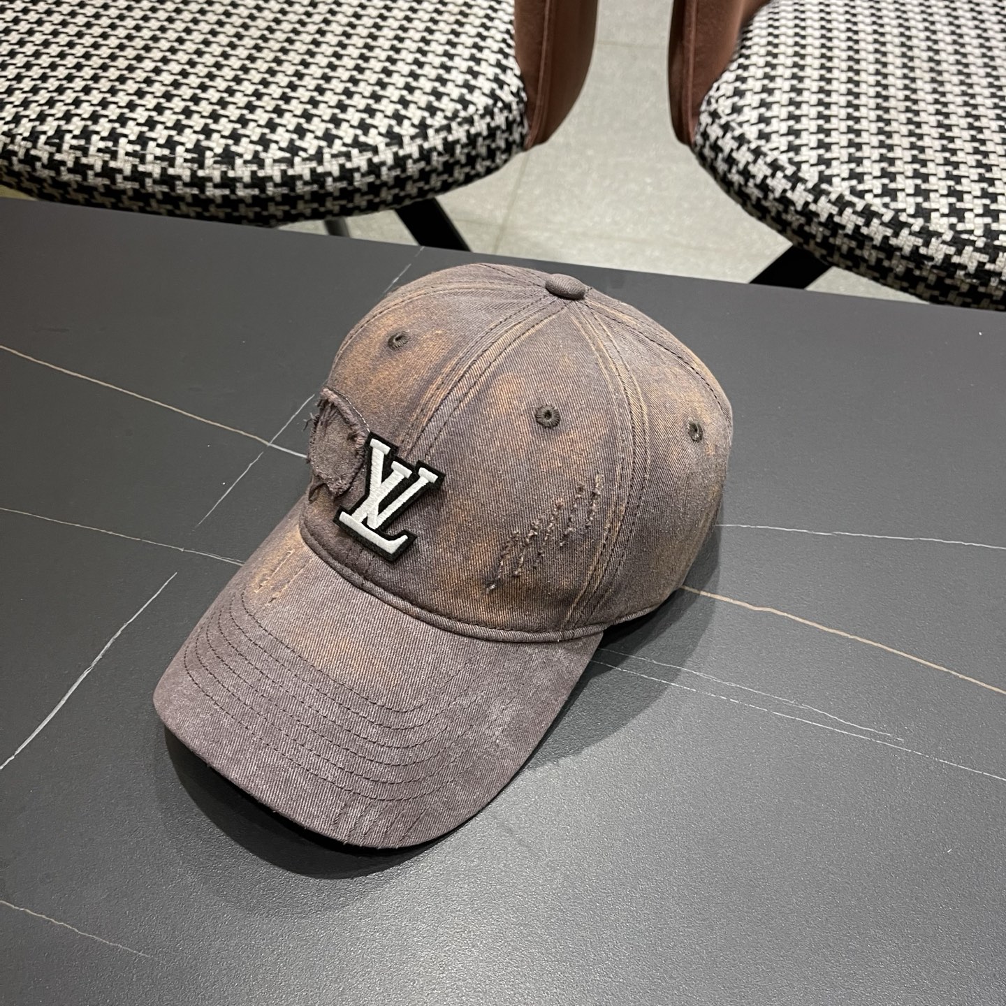 LV路易威登 美式复古棒球帽女夏季2026新款大头围灰色宽帽檐帽子显脸小鸭舌帽