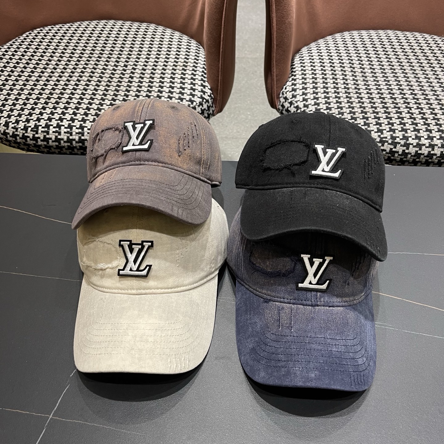 LV路易威登 美式复古棒球帽女夏季2026新款大头围灰色宽帽檐帽子显脸小鸭舌帽