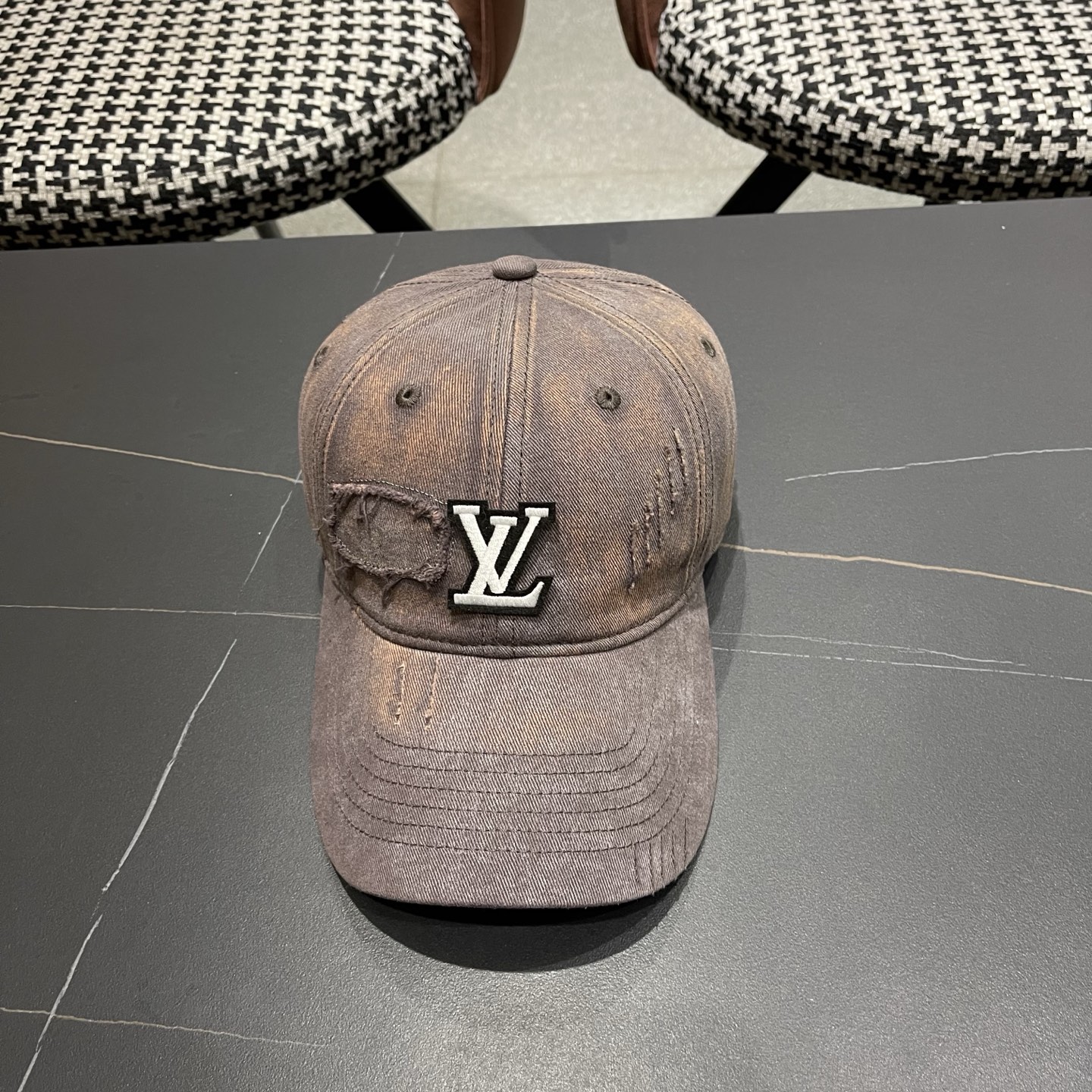 LV路易威登 美式复古棒球帽女夏季2026新款大头围灰色宽帽檐帽子显脸小鸭舌帽