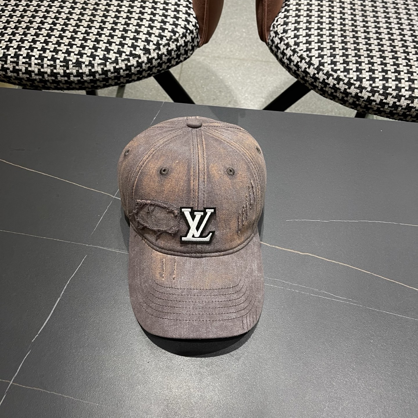 LV路易威登 美式复古棒球帽女夏季2026新款大头围灰色宽帽檐帽子显脸小鸭舌帽
